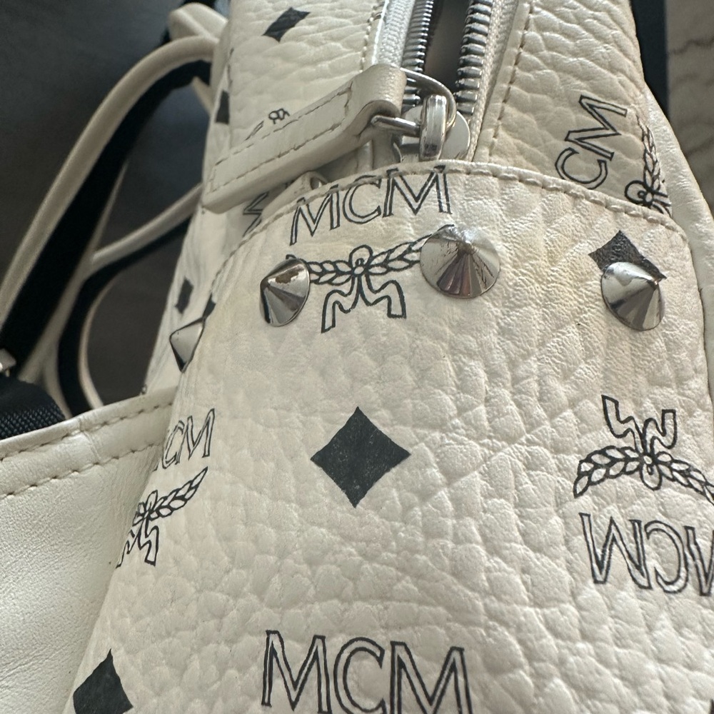 MCM White and Pink Studded Backpack - Picture 15 of 16